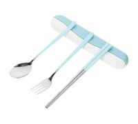 Operitacx Ensemble D'ustensiles Portable et Baguettes en Acier Inoxydable Fourchette, Cuillère Étui de Rangement, pour Camping et Voyage