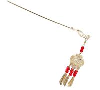 Operitacx Épingle à Cheveux Lanterne Lumineuse Métal Pompon Rouge Bâtonnet Long pour Femmes Accessoires Cheveux Hanfu Vintage Bijoux Chignon et Épais
