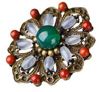 Operitacx Épingle Fleur Vintage pour Femmes, Décoration avec Pierre Rouge et Verre, pour Cérémonies et Soirées Élégantes
