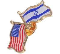 Operitacx Épinglette de Revers Drapeau Amitié Usa-israël en Alliage, Décoration pour Vêtements, pour Anniversaires et Fêtes Nationales