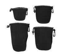 Operitacx Étui de Protection Étanche pour Objectif Photo en Néoprène Souple, Lot de 4 Tailles, Crochet Ceinture, Rangement Pratique pour Photographes Professionnels et Amateurs, Noir