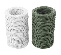 Operitacx Fil de Fer Floral 2 Mm pour Loisirs Créatifs, 2 Rouleaux de 50 M en Papier Vert et Blanc, Tiges Souples pour Compositions et Emballages Floraux, Fil Artisanal pour Bouquets