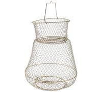 Operitacx Filet de Pêche Pliable en Métal Fond Plat Panier de Pêche Léger et Robuste Poignée Adapté et Loisir Dimensions 14X25X40 CM