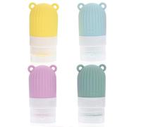 Operitacx Flacons de Toilette en Silicone 30 Ml Lot de 4 Souples Rechargeables Étanches pour Shampooing Lotion, pour Randonnées et Voyages en Paquet à Dos