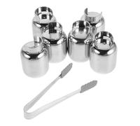 Operitacx Glaçons en Acier Inoxydable Forme Réservoir Gaz pour Whisky et Vin, Efficacité Refroidissement Rapide, Rangement Facile avec Boîte et Pinces, pour Soirée Détente