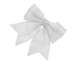Operitacx Grand Nœud de Noël Polyvalente à Paillettes, Argenté | Sapin de Noël et Pince à Cheveux, Design Adorable, Accessoires Assortis, Esprit de Fête