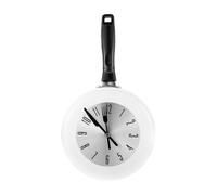 Operitacx Horloge Murale en Métal Blanc Forme Poêle 20 Cm Silencieuse Mouvement Quartz pour Décoration la Cuisine et Maison Moderne et Traditionnelle
