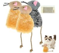 Operitacx Jouets pour Chat en Peluche Kangourou 3 Pièces Résistants aux Morsures, Encourageant L'instinct Naturel et Offrant Un Mouvement Réaliste pour Jeux Interactifs Couleur Aléatoire