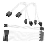 Operitacx Kit de Câble d'alimentation Mod 24 Broches 8 Broches Câble D'extension Pcie 20cm Supports Acryliques pour PSU ATX Blanc