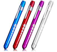 Operitacx Lampe Stylo Médicale LED pour Infirmières et Médecins Lot de 4 Aluminium Portables et Légères Outil de Diagnostic Usage Domestique et Professionnel Couleur Argentée