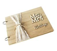 Operitacx Livre D'or de Mariage en Bois Khaki pour Signatures et Présences | Style Rustique Classique, pour Table D'accueil, Recueil des Messages, Souvenir Solide, Organisateurs et Cortège
