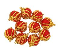 Operitacx Lot de 10 Mini Lanternes Décoratives Fu en Métal Doré, Pendentifs Suspendus pour Décoration Nouvel An Chinois, Fête du Printemps, Diy, Ornements pour Sapin et Mariage, Ambiance