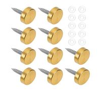 Operitacx Lot de 10 Set de Vis de Fixation Miroir en Acier Inoxydable 304 Doré 16 Mm avec Cache-vis Décoratifs Ronds, Clous Épais pour Meubles et Panneaux en Verre, Accessoires pour Miroir
