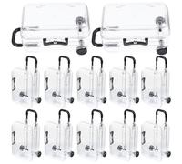 Operitacx Lot de 12 Boîtes à Dragées Mini Valises Transparentes, Format Petit, Plastique Solide Noir, Coffrets Présents Voyage pour Fête et Mariage, Décorations Originales et Pratiques