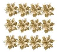Operitacx Lot de 12 Fleurs DéCorations De NoëL avec Clips Et Tiges Fleur Guirlande pour Guirlande ÉToiles Sapin De NoëL Artificielles pour Couronne DéCorations FêTe