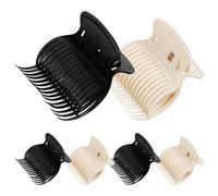 Operitacx Lot de 12 Pinces à Cheveux Noir et Blanc en Plastique Abs, Clips pour Bigoudis Chauffants, Maintien sans Traces pour Coiffage, Accessoires Coiffure Professionnels pour Femmes