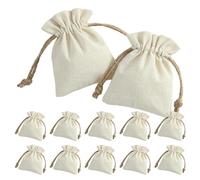 Operitacx Lot de 12 Pochettes Présent à Cordon en Coton Lin Beige 7x9cm, Paquet de Rangement Pratiques pour Bijoux, Fermeture à Cordon, pour Fête de Mariage