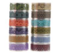 Operitacx Lot de 12 rouleaux de ruban adhésif décoratif Washi Tape à motif dentelle, idéal pour emballer des cadeaux, décorer des agendas, faire du scrapbooking, tenir un journal, ou réaliser