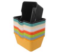 Operitacx Lot de 16 petits plateaux de rangement en plastique - Mini-boîtes rectangulaires empilables et colorées - Boîte à crayons pour bureau, tiroir, étagère, rangement de fournitures scolaires