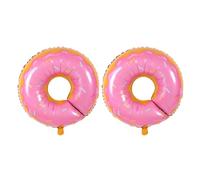 Operitacx Lot de 2 Ballons en Aluminium Forme Beignet Rose pour Décoration Anniversaire Fête Ballon en Mylar Résistant et Léger