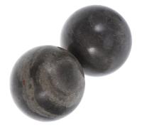 Operitacx Lot de 2 Boules de Massage en Jade 5 Cm Grises, Pierres de Massage Chinoises Naturelles Polies pour Exercices des Mains et Doigts, Balle de Gym Relaxante, Outil Bien-seniors