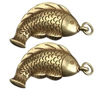 Operitacx Lot de 2 Breloques Carpe en Laiton, Porte-clés Charme de Carpe pour Paquet et Bijoux Diy, Ornement Suspendu Symbole de Chance, pour Bracelets et Colliers Artisanaux