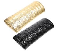 Operitacx Lot de 2 Coussins de Manucure de Cœur, Demi-lune en Similicuir Doré et Noir, Coussinet de Poignet Confortable et Respirant, Repose-main pour Nail Art et Soins des Ongles,
