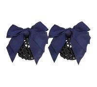 Operitacx Lot de 2 Filets à Cheveux Bleus avec Nœud, Barrettes pour Chignon, Accessoires Coiffure pour Femmes Professionnelles, pour Infirmières, Hôtesses et Personnel Actif