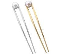 Operitacx Lot de 2 Fourchettes à Chignon Longues en Métal, Épingles à Cheveux U-forme, Accessoires pour Coiffure Chignon, Couleur Or et Argenté, pour Filles et Femmes, Usage Quotidien