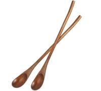 Operitacx Lot de 2 longues cuillères à café en bois pour mélanger le miel, les cocktails, les mélanges pour la maison et la cuisine