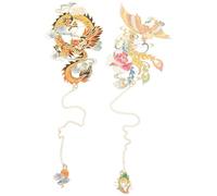 Operitacx Lot de 2 Marque-pages en Métal Décoratifs Chinois, Motifs Mythologie Ancienne, Papeterie pour Garçon et Filles, Fournitures Scolaires, Accessoire Élégant pour Étudiants et