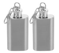 Operitacx Lot de 2 mini-flasques porte-clés : bouteille de vin de poche en acier inoxydable de 56 ml - petite flasque à alcool avec anneau porte-clés - bouteille de whisky portable pour les voyages