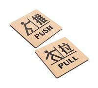 Operitacx Lot De 2 Panneaux De Poussée En Bois Effet Bois 15x5 Cm Plaque D'identification Pour Porte Fonction Pousser Et Tirer Signalétique Bureau Et Commerces