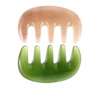 Operitacx Lot de 2 Peignes de Massage du Cuir Chevelu à 5 Dents en Résine Cire D'abeille, Outils Antistatiques pour Soin Capillaire, Massage Acupuncture et Grattage Gua Sha, Couleurs Rose