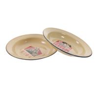 Operitacx Lot de 2 Plateaux Rétro Émaillés pour Apéritifs, Vaisselle Émaillée Facile à Nettoyer, Empilable, pour Servir des Entrées Lors D'une Fête