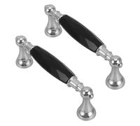 Operitacx Lot de 2 Poignées de Meubles en Verre Coloré, Entraxe 9,6 Cm, Alliage de Zinc, Finition Noire et Argentée, Poignées de Placards Cuisine et Tiroirs pour Commodes, Accessoires