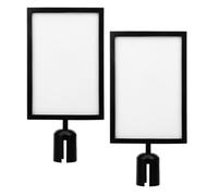 Operitacx Lot de 2 Porte-panneaux sur Poteau Noir A4 Vertical 43 Cm, Support de Signalisation Robuste pour Affichage Publicitaire et Gestion de Foule en Milieu Professionnel et Événementiel