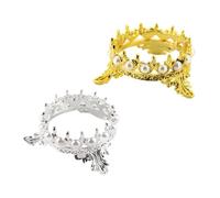 Operitacx Lot de 2 Porte-pinceaux Manucure de Couronne, Accessoire Nail Art Décoratif, Présentoir à Pinceaux Doré et Argenté pour Rangement Stylos Vernis Ongles, Support Pratique pour Table