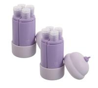 Operitacx Lot de 2 Set de Flacons Souples de Voyage en Silicone Violet 60 Ml, Ensemble Étanche pour Shampooing, Savonnette et Lotion, Bouteilles Rechargeables Pratiques pour Soins