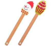 Operitacx Lot de 2 Spatules de Noël en Silicone, Ustensiles de Cuisine de 22,3 Cm, Grattoir à Poêle Mignon pour La Cuisson Des Gâteaux, La Pâtisserie, Le Mélange Des Biscuits, Au Beurre