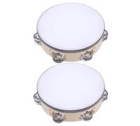 Operitacx Lot de 2 tambourins à double rangée : tambour à main de 25 cm (10 pouces) - Instrument de percussion - Son clair et puissant pour groupes, orchestres, fêtes, églises, cours de musique