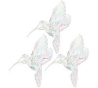 Operitacx Lot de 3 ornements de colibri en acrylique transparent art des figurines de colibri grands pendentifs en cristal transparent irisé décoration oiseau blanc