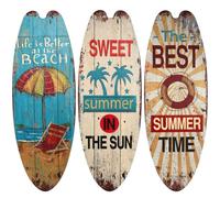 Operitacx Lot de 3 planches de surf en bois pour décoration murale ou décoration murale d'été