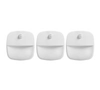 Operitacx Lot de 3 Veilleuses LED à Détecteur Humain Angle Large pour Armoire et Salle de Bains, Lumière Intelligente Blanche 2700-3200k sans Batterie, Matériau Abs et PC
