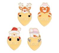 Operitacx Lot De 4 Broches De Noël En Forme De Cœur Motif Renne Bonhomme De D'Épices Décoration De Noël Épingles À Bijoux Pour Décoration De Vêtements DIY