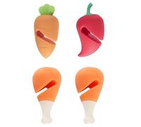 Operitacx Lot de 4 Lèves-couvercles en Silicone Anti-débordement de Carotte, Piment et Pilon de Poulet, Accessoire Pratique et Créatif Cuisine