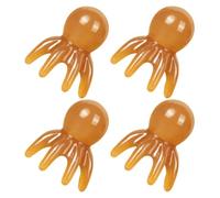 Operitacx Lot de 4 Masseurs de Cuir Chevelu en Résine Forme Pieuvre, Peignes de Massage Acupression 8 Pattes, Couleur Châtain Clair, Portable pour Relaxation Tête, Nuque, Épaules et Dos