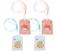 Operitacx Lot de 4 Porte-badges Étudiants Lanière, Protection pour Cartes D'identité, Repas, Transport, Motifs Dessin Animé, Porte-cartes Pratique pour École et Bureau