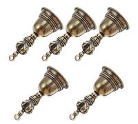Operitacx Lot de 5 Clochettes Rituelles en Laiton Vintage pour Porte-Clés et Décoration de Magasin, Accessoires Ésotériques Multifonctionnels Son Pur, Usage en Bureau ou Restaurant