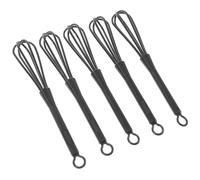 Operitacx Lot de 5 Fouets Mélangeurs en Plastique Noir Semi-automatiques, Outils Agitateurs Polyvalents pour Teinture Capillaire et Préparation Culinaire, Fouets Faciles pour Réutilisable